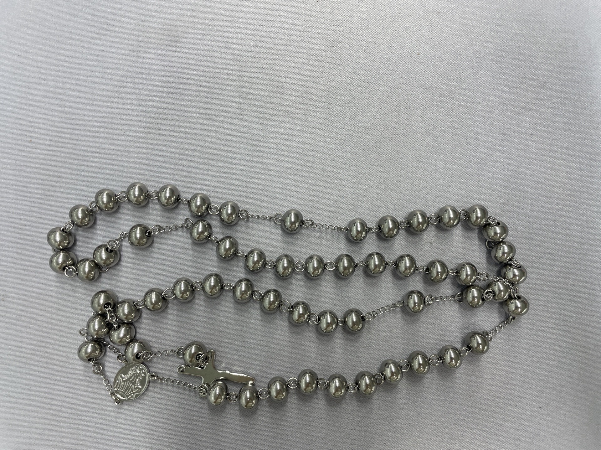 Mr.blinggggggfashion hip hop jewelry 10mm non-fading solid round bead rosary cross necklace
