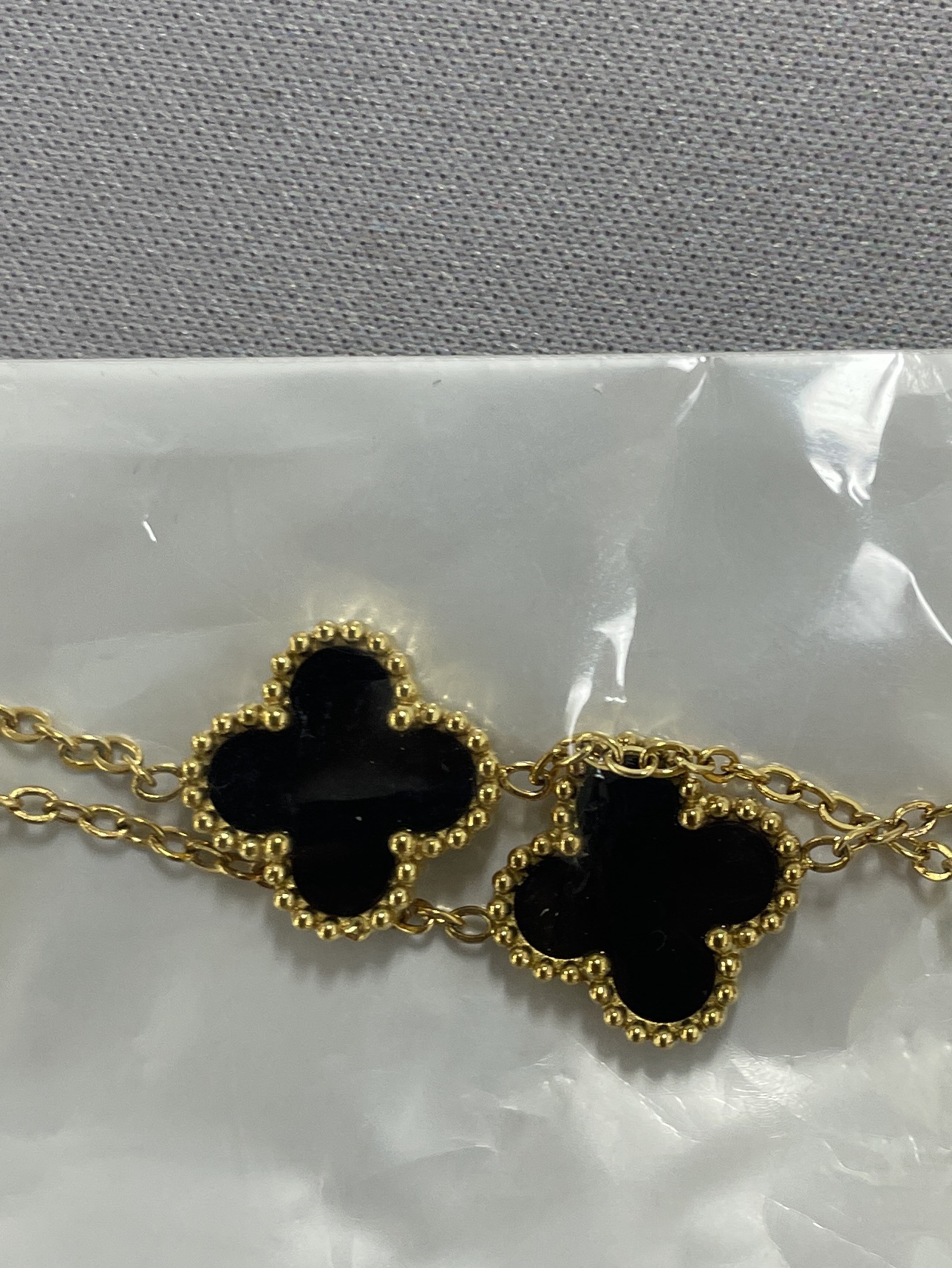 Factory direct supply black agate ten flower necklace double-sided four-leaf clover clavicle chain fanjia luxury brand wholesale