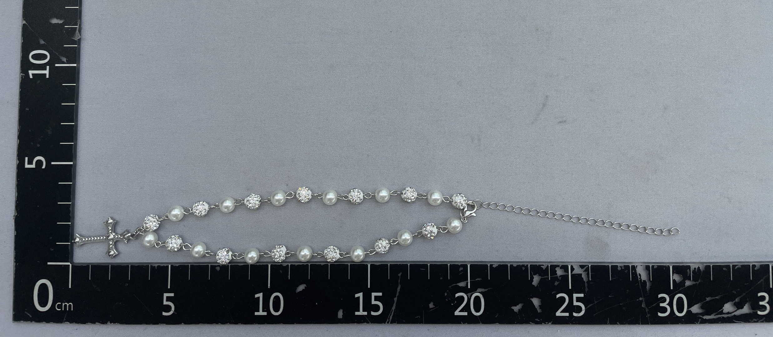 Full diamond cross pearl necklace isn style hip hop niche unique punk summer new jewelry accessories wholesale