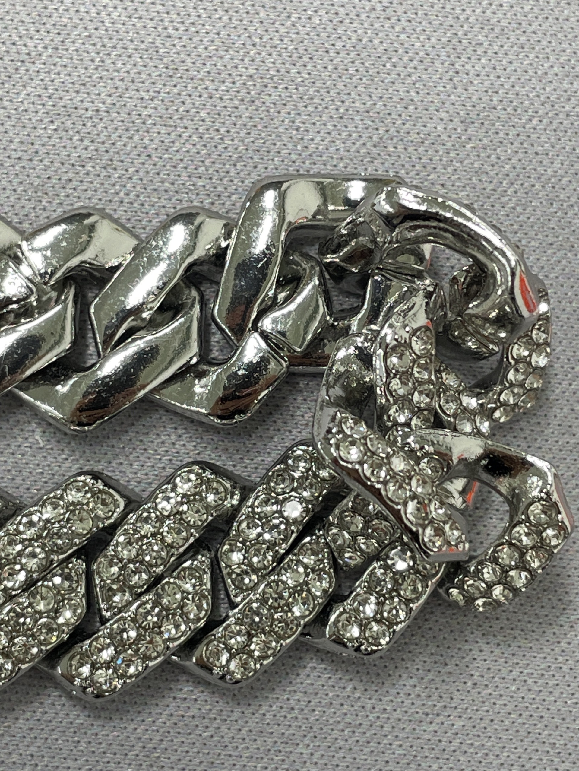 European and american hip hop alloy full diamond cuban chain bracelet high quality 14mm diamond rhombus men’s and women’s bracelet necklace
