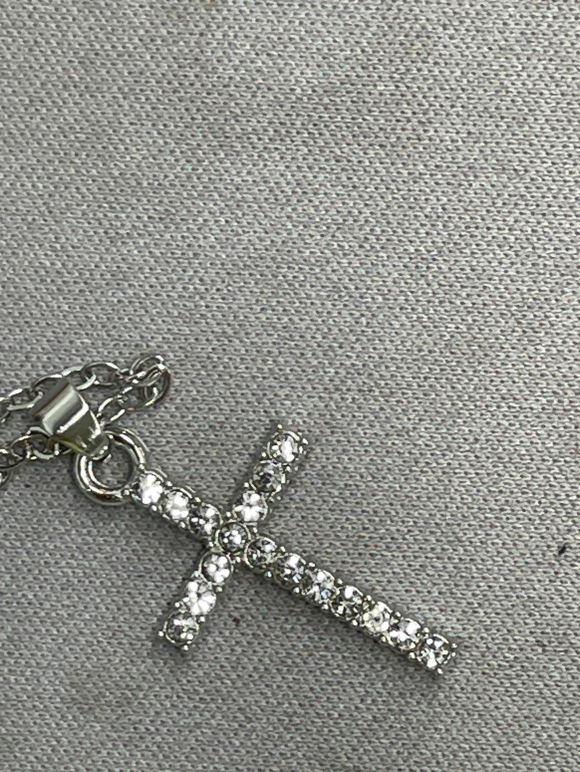 European and american cross-border alloy jewelry rhinestone inlaid cross necklace minimalist cross necklace hip-hop punk necklace