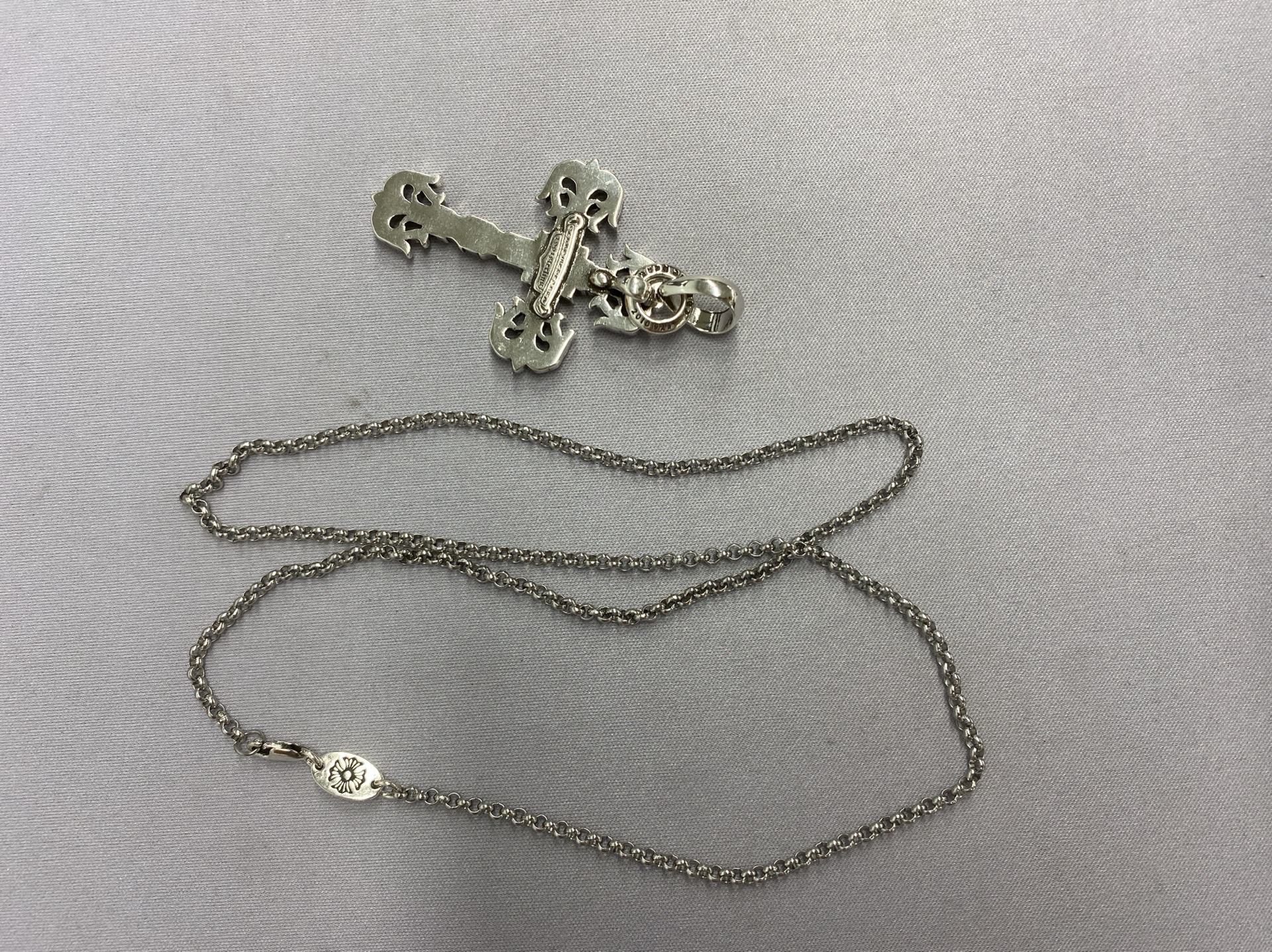 Crow core cross necklace trendyclassy thai silver 925 non-fading cross flower diamond pendant sweater chain