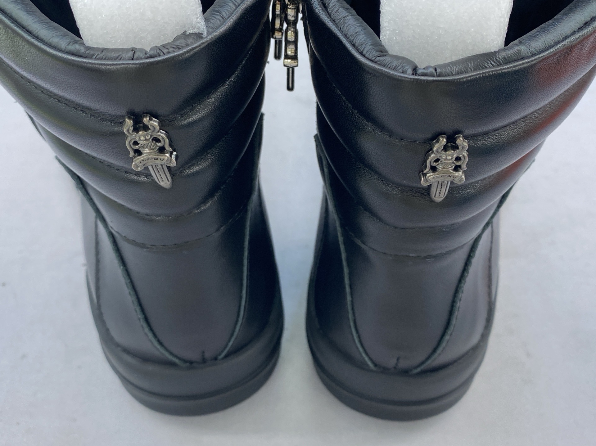 Ro inverted triangle genuine leather thick sole large tongue high-top shoes for men and women same style couple dark high street casual sneakers boots